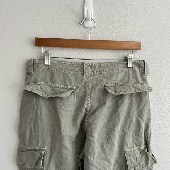 Zara TRF Sage Green Linen Blend Oversized Mid Rise Cargo Pants 10 - Picture 9 of 12